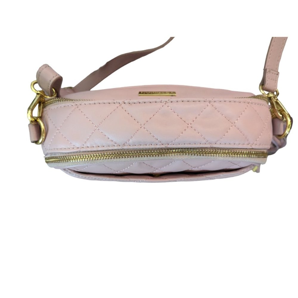 Joy & Iman Diamond Quilted Genuine Leather Crossbody with RFID Dark Blush - Picture 5 of 16